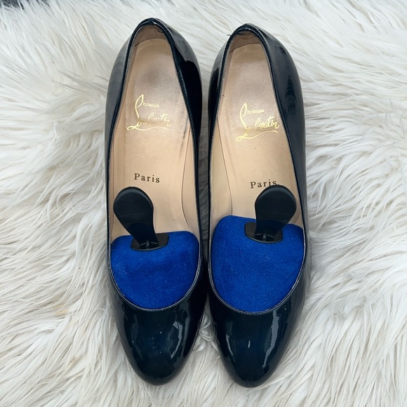 Christian Louboutin Patent Leather Pumps in Black/Navy